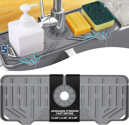 BFONS Silicone Faucet Handle Drip Catcher Drying Tray Mat Dish Soap Sponge by BFONS