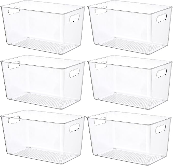 Vtopmart 6 PCS Clear Plastic Storage Bins, Pantry Organizer Containers by Vtopmart