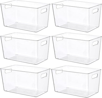 Vtopmart 6 PCS Clear Plastic Storage Bins, Pantry Organizer Containers by Vtopmart