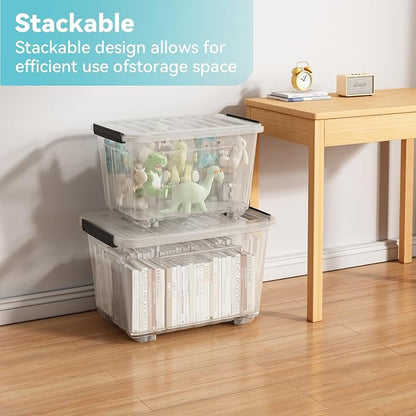 Nazhura 72 Quart Plastic Storage Bin, Stackable and Nestable Storage Boxes - Image 5