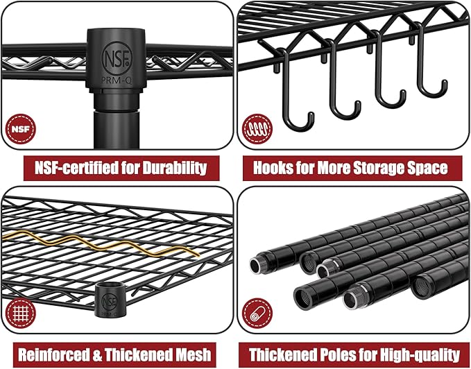 PrimeZone 55.5" W x 24" D x 80" H Heavy Duty Wire Storage Shelves - Image 4
