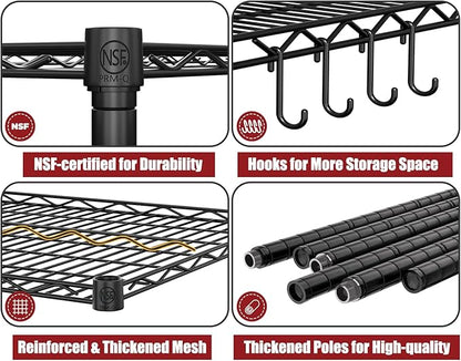 PrimeZone 55.5" W x 24" D x 80" H Heavy Duty Wire Storage Shelves - Image 4
