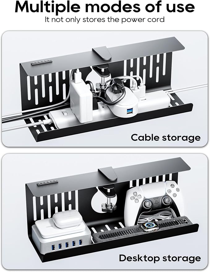 NODOCA No Drill Under Desk Cable Management Tray, Punch-Free Clamp on, Metal - Image 7