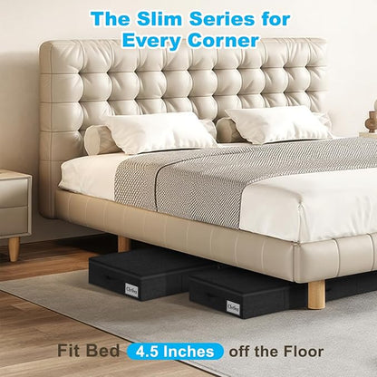 Under Bed Storage Container Bin 4 Pack, 4.5 Inch Slim Low Profile Underbed - Image 2