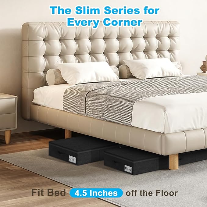 Under Bed Storage Container Bins 2 Pack, 4.5 Inch Slim Low Profile Underbed - Image 2