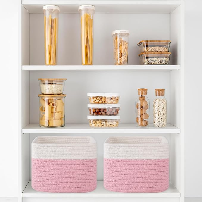 OIAHOMY 9”x9”x7” Storage Cubes, Cotton Rope Woven Baskets - Image 6