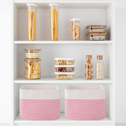 OIAHOMY 9”x9”x7” Storage Cubes, Cotton Rope Woven Baskets - Image 6