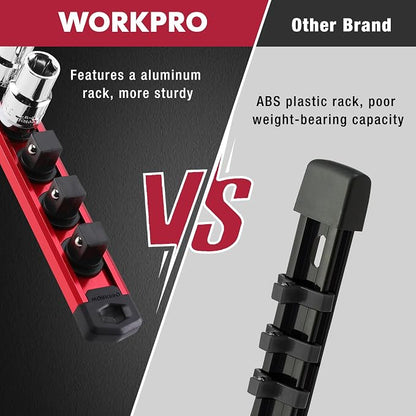 WORKPRO Magnetic Socket Organizer, 3/8-Inch Drive Aluminum Alloy Sockets Rail - Image 4