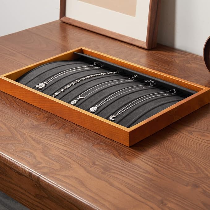 Oirlv Wood 13 Grids Necklace/Bracelet/Pendant Display Tray Jewelry Drawer - Image 2