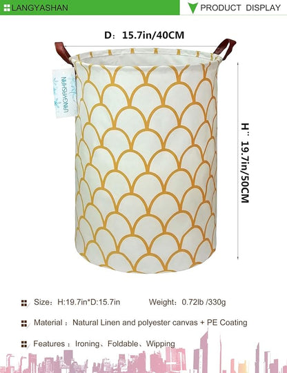 LANGYASHAN Laundry Basket Canvas Fabric Collapsible Organizer Basket - Image 2