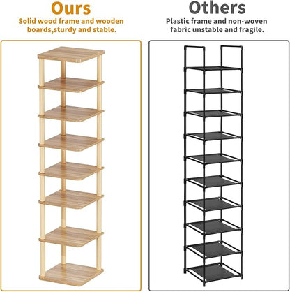 LUCKNOCK Vertical Shoe Rack, 8-Tier Tall Narrow Shoe Organizer - Image 8