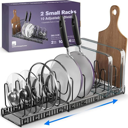 Better Things Home 12+ Expandable Pan and Pot Lid Organizer Rack by BetterThingsHome