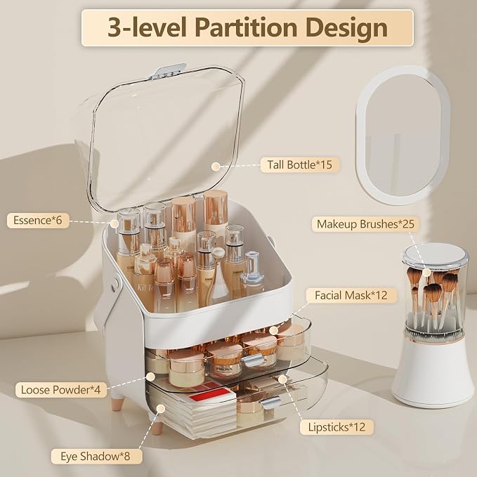Makeup Organizer Countertop & Makeup Brush Holder - Image 2