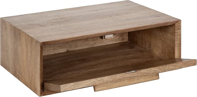Kate and Laurel McCutcheon Floating Wood Storage Shelf, Natural Wood, - Image 5