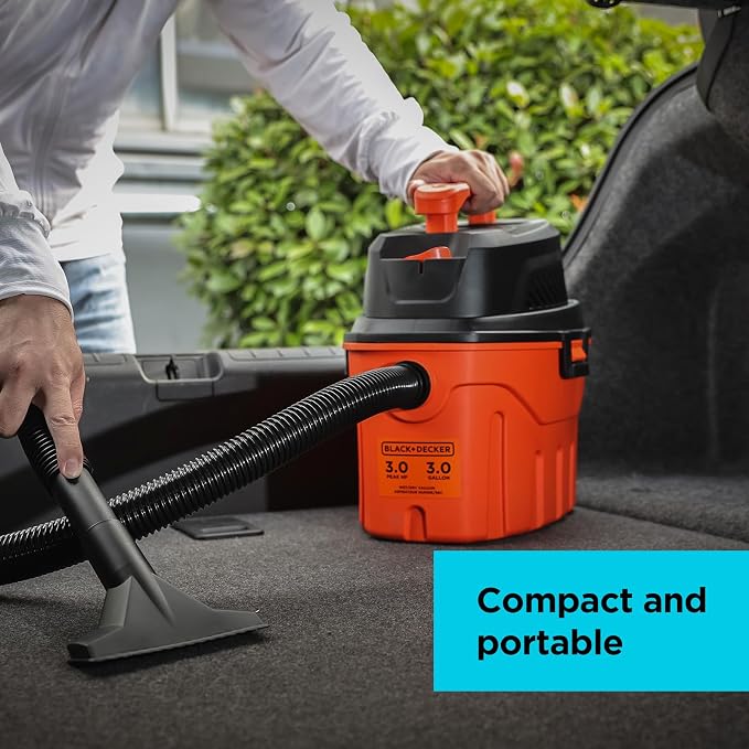 BLACK+DECKER Shop Vacuum Wet and Dry, 3 Gallon 3.0 Peak HP, 3-in-1 Portable - Image 5