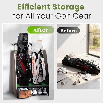 Golf Bag Organizer Rack – Large Wooden Golf Storage - Image 2