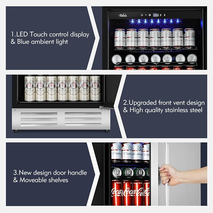 24 Inch Outdoor Beverage Refrigerator Cooler, Stainless Steel Wide Refrigerator - Image 6