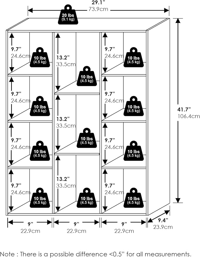 Furinno LUDER Book Shelf, 11-Cube Bookshelf, Reversible Bookcase, 9.4" x 29.1" - Image 3