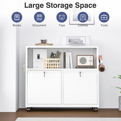 Metal File Cabinet, 2 Drawer Lateral Filing Cabinet - Image 8