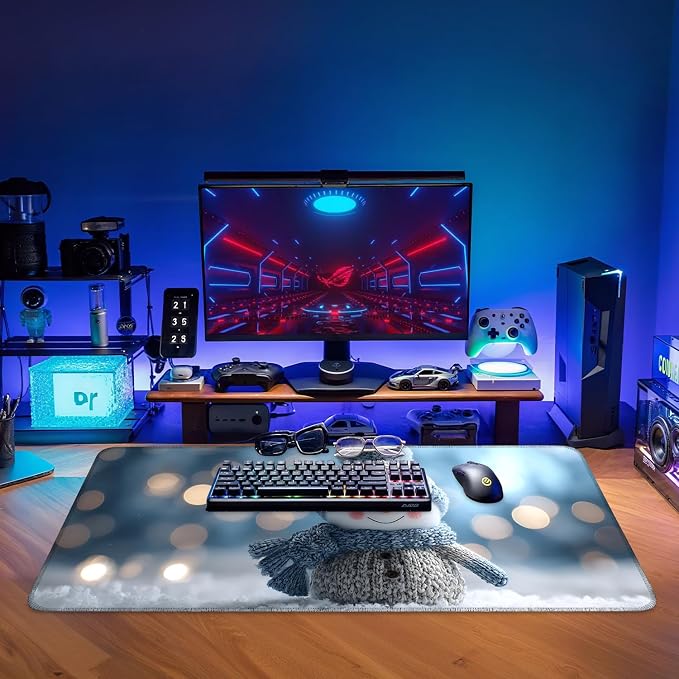Christmas Snowman Gaming Mouse Pad 35.4"x15.7"Desk Mat Anti-Slip Rubber Base & - Image 9