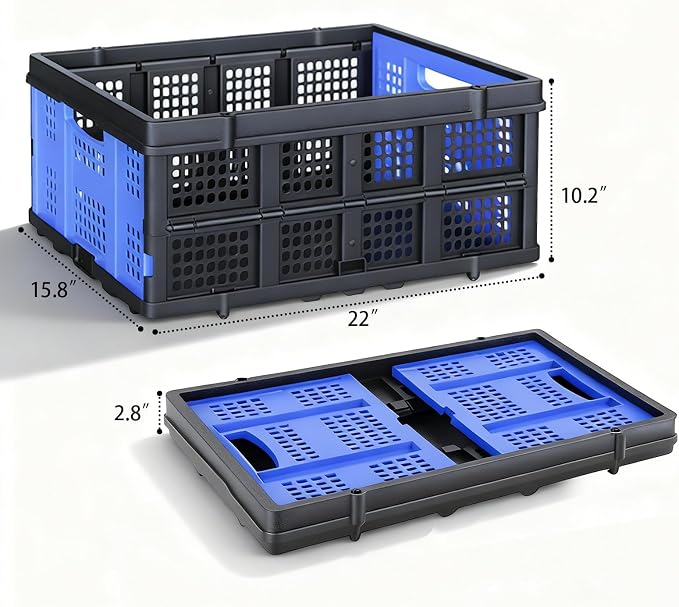 PMMJ 55L Collapsible Crate for Storage, 22”L x 15.8”W x 10.2”H, Heavy Duty PP - Image 5