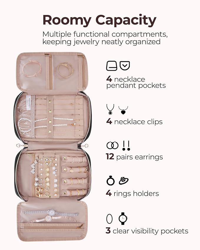 BAGSMART Jewelry Organizer Bag Travel Jewelry Storage Cases - Image 3