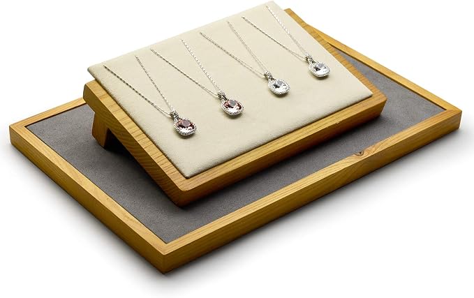 Solid Wood Display Stand Necklace Pendant Organizer Jewelry Display Props Tray - Image 2