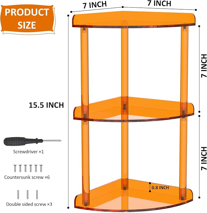3 Tier Countertop Corner Organizer Shelf 7x7x15.7 Inch, Vanity Storage Organizer - Image 2