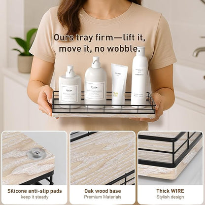 Toilet Paper Basket Organizer – Ash Wood Toilet Tank Tray - Image 5
