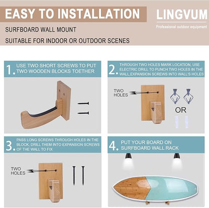 Surfboard Wall Mount Racks Sturdy Surf Board Wall Hangers Suitable - Image 4
