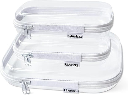 Clear Hard Zipper Case for Storage, Durable Clear Zipper Pouches, Hard Plastic by Gberlczz