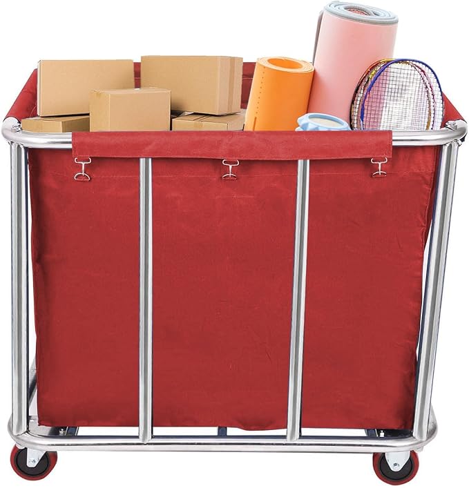12 Bushels Laundry Cart for Commercial/Home, Heavy Duty Large Stainless Steel - Image 4