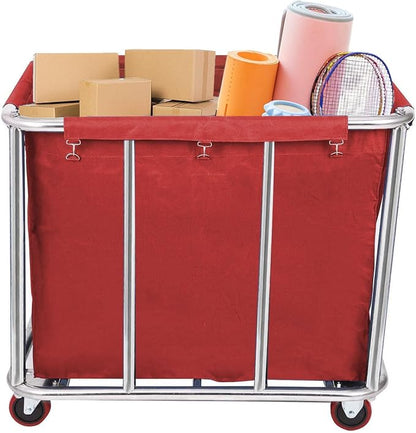 12 Bushels Laundry Cart for Commercial/Home, Heavy Duty Large Stainless Steel - Image 4