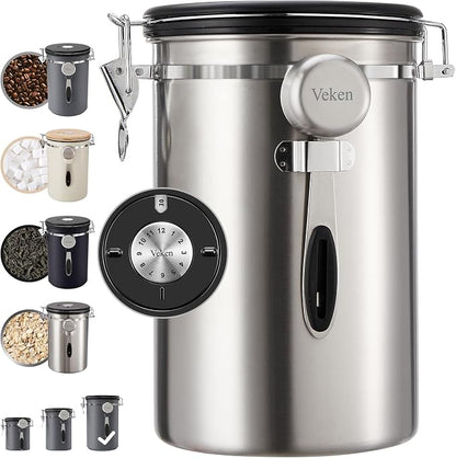 Veken Coffee Canister, 39OZ Large, Airtight Stainless Steel Food Storage by Veken
