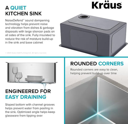 Kraus KHU111-25 Standart PRO 16 Gauge Undermount Single Bowl Stainless Steel - Image 10