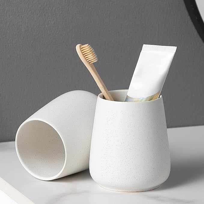 Speckled White Toothbrush Holder Set - Image 5