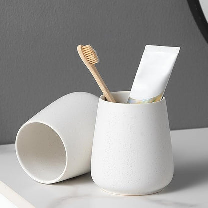 Speckled White Ceramic Toothbrush Holder - Image 5