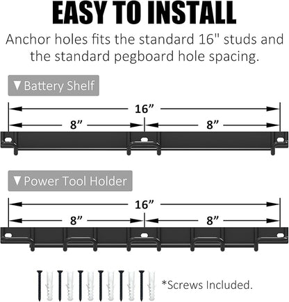 UNITEDPOWER Wall Mounted Drill Rack & Tool Shelf, Power Tool Organizer Holder - Image 4
