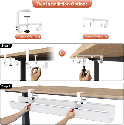 Univivi No Drill Under Desk Cable Management Tray, Clamp/Screw Mount Desk Cable - Image 6