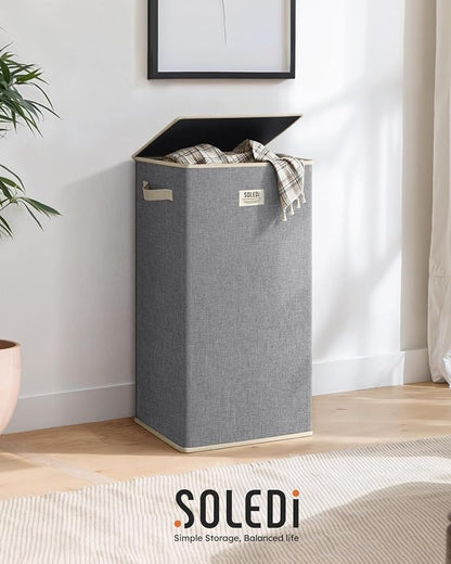 SOLEDI Laundry Hamper with Lid 100L Large & Tall Collapsible Laundry Basket - Image 8