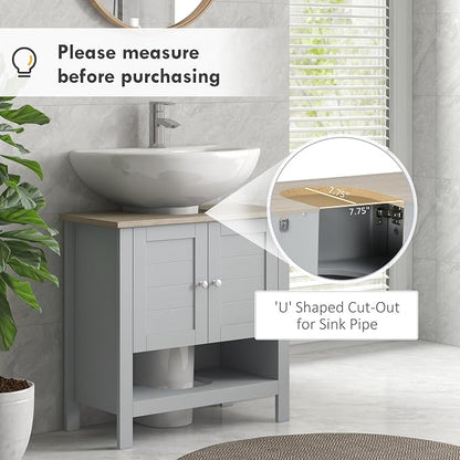 Kleankin Pedestal Sink Storage Cabinet, Under Sink Bathroom Vanity - Image 7