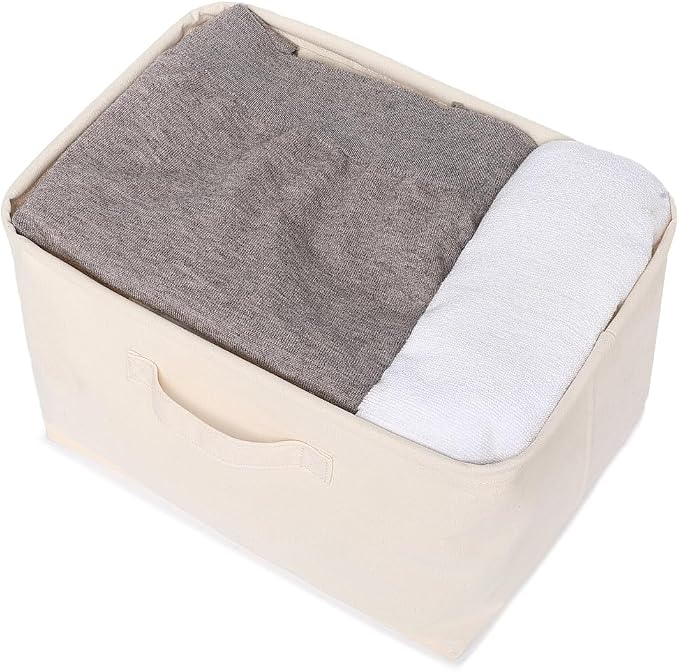 Foldable Storage Bins with Lids Cotton Canvas Rectangular Storage Box Ideal - Image 6