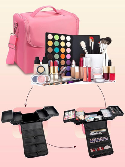 Deciniee Large Pink Makeup Nail Polish Organizer Bag, 4 Tier Professional - Image 8