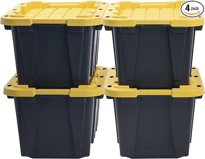 CX BLACK & YELLOW, 12-Gallon Heavy Duty Tough Storage Container & Snap-Tight Lid by BLACKYELLOW