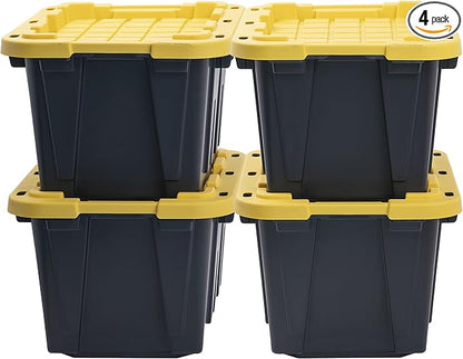 CX BLACK & YELLOW, 12-Gallon Heavy Duty Tough Storage Container & Snap-Tight Lid by BLACKYELLOW
