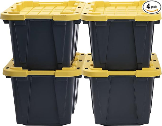 CX BLACK & YELLOW, 12-Gallon Heavy Duty Tough Storage Container & Snap-Tight Lid by BLACKYELLOW