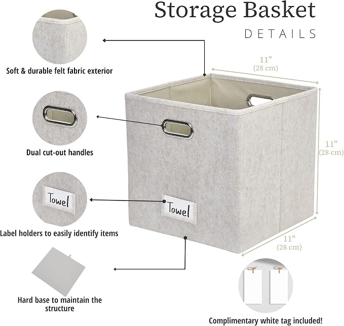 DECOMOMO Felt Storage Bins, 11 inch Cube Storage Bin - Image 3