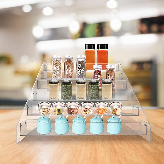 WUIVIUT Spice Rack Organizer For Cabinet, Acrylic Tier Spice Shelf Can Storage - Image 2