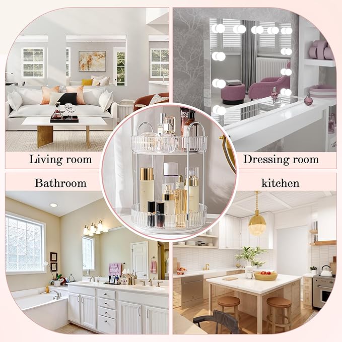 Rotating Makeup Organizer, 360° Spinning Makeup Storage Holder Rack, Dresser - Image 5