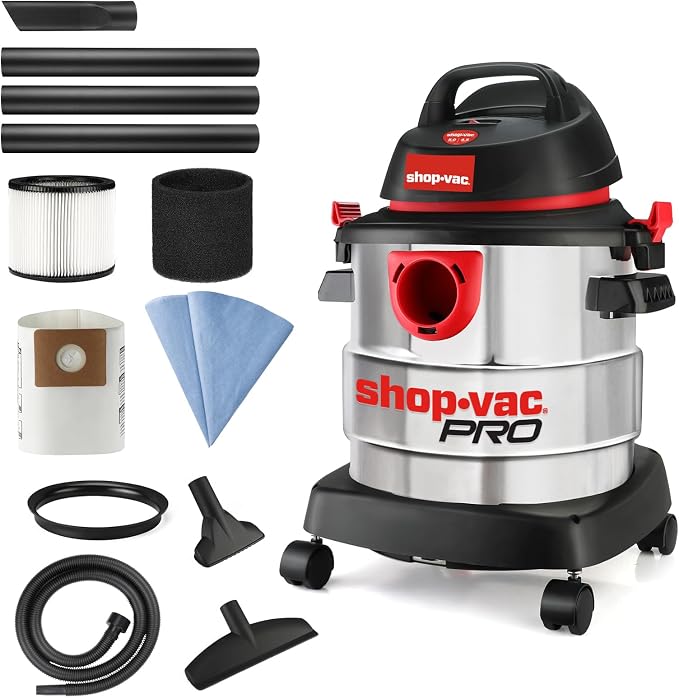 Shop-Vac 5 Gallon 4.5 Peak HP Wet/Dry Vacuum, Stainless Steel Tank, Portable by Shop-Vac